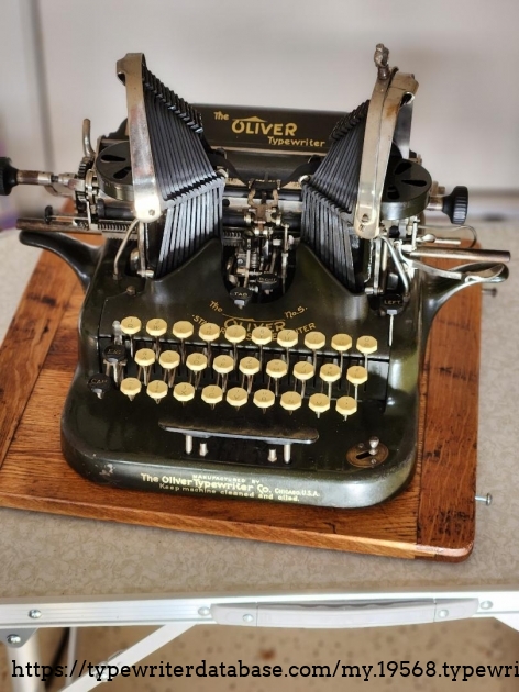 1913 Oliver 5  front view on original oak base