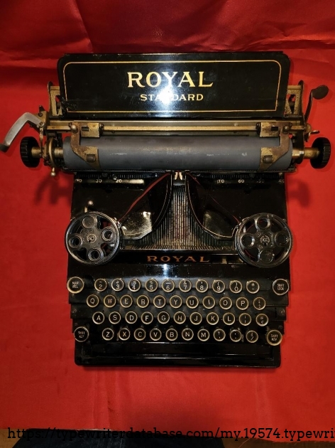 1908 Royal Standard No 1 top  view.  Open slot on the right hand  2nd row was for the optional backspace key.  this typewriter never had it.