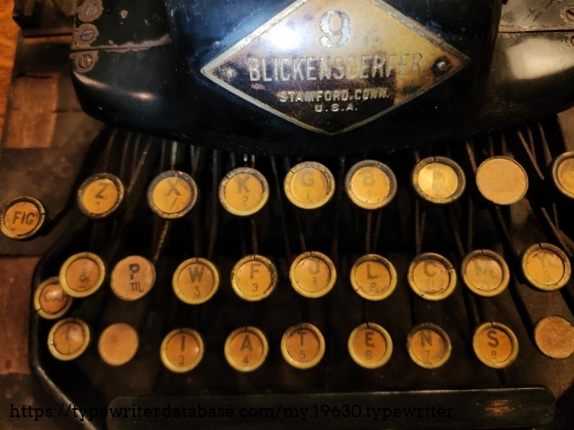 1915 Blickensderfer Model 9 Scientific keyboard view