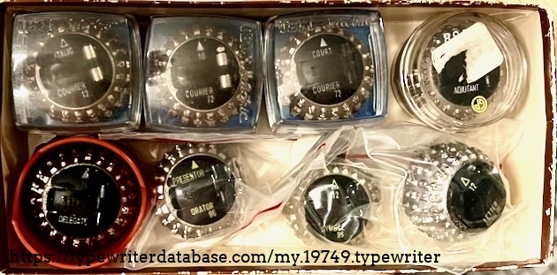 selectric type elements (aka golf balls) part I

L-R top row courier 12 italic, courier 72 10, courier 72 court adjutant

bottom row: delegate, orator 96 presenter, symbol 96 12, letter 12