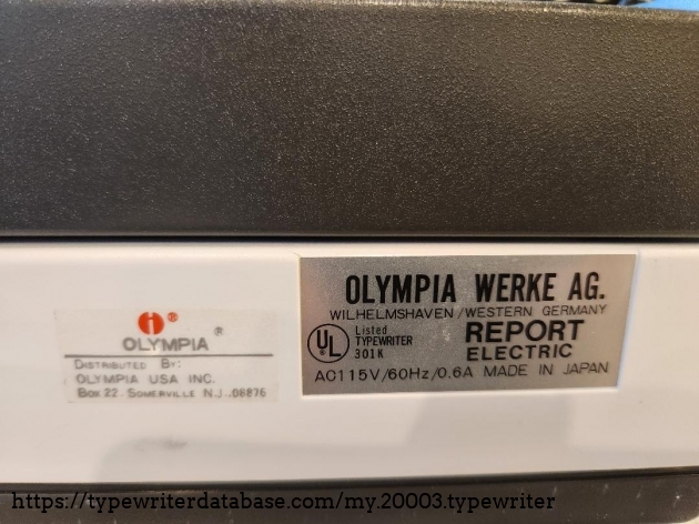 1977 Olympia Report Electric label view