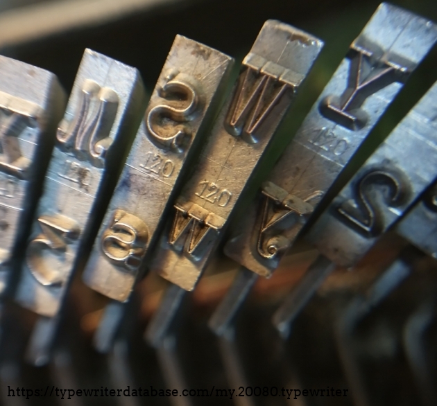 Close up of the slugs. All are marked with "120". The size of the letters is 10 CPI (Pica)