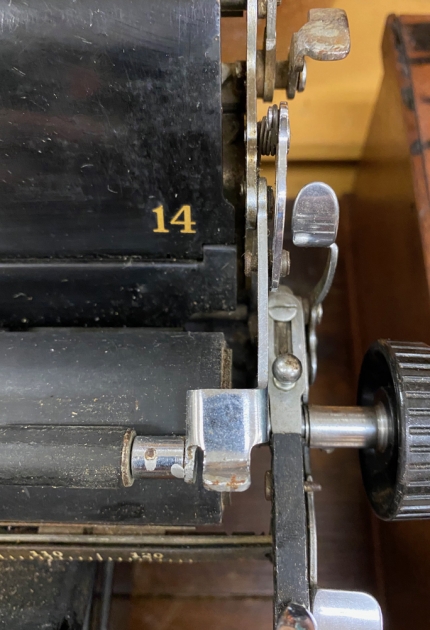 L.C. Smith "8" detail of the platen size...