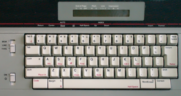 The keyboard and display. Some functions are accessed through a slightly awkward menu system that uses the tab, space, and return keys to interact with the display.