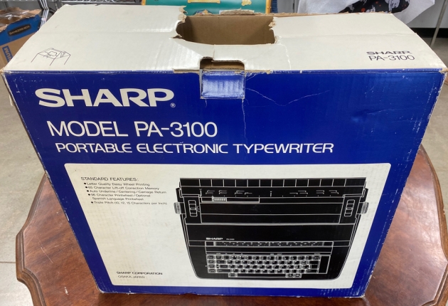 Sharp "PA-3100" from the front of the box...