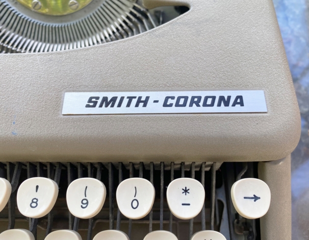 Smith Corona "Skyriter" from the maker logo above the keyboard...