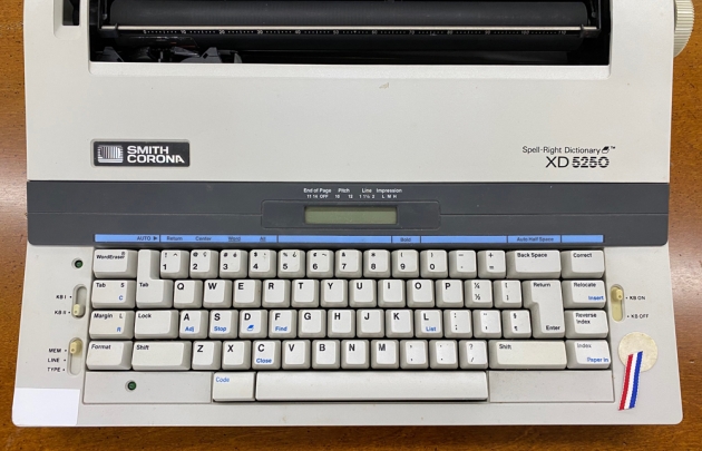 Smith Corona "XD 5250" from the keyboard...