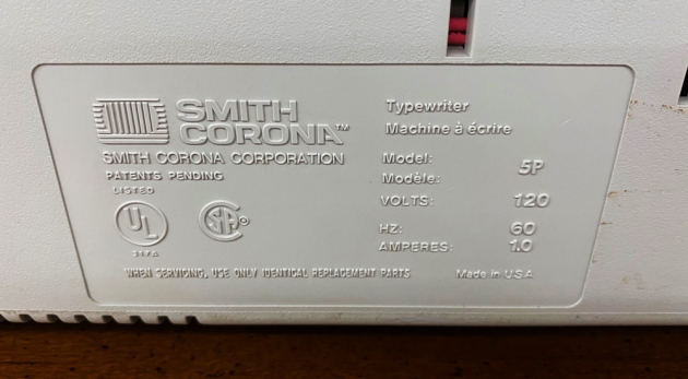 Smith Corona "XD 5250" from the bottom... (detail)