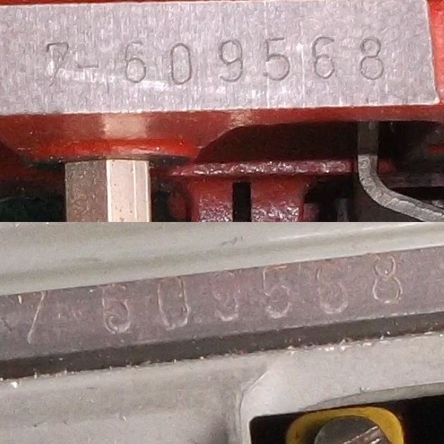 Serial numbers:  Frame above, carriage support rail on bottom.