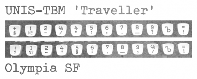 Comparison of the first row of keys in Traveller and SF models