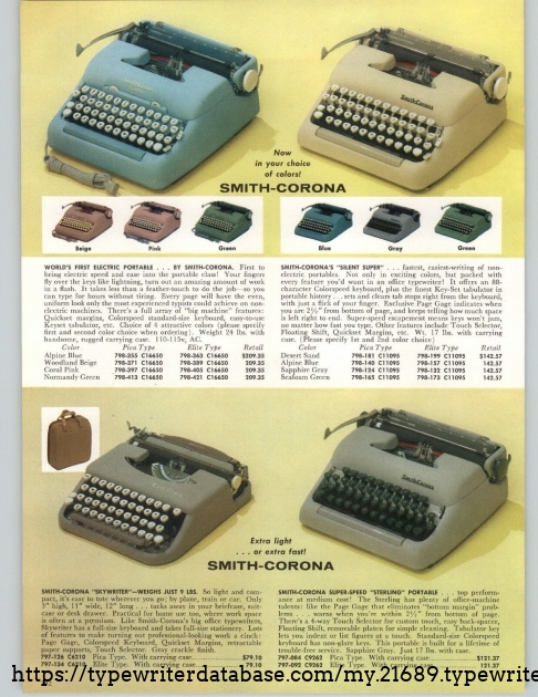 The 1959 models from Smith Corona.