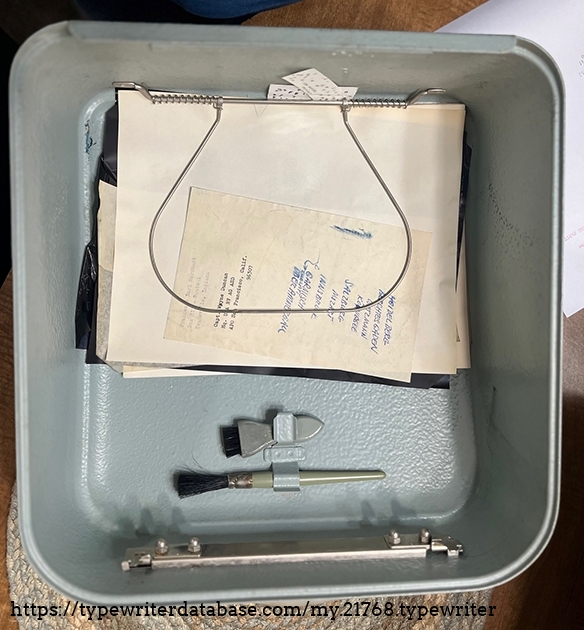 No manual, unfortunately. The case contained a few sheets of carbon paper and this intriguing note about a "Capt. Wayne Duncan." Fits the time period, as APO San Francisco 96307 was the Air Force post office for Tan Son Nhut Air Base in Vietnam.