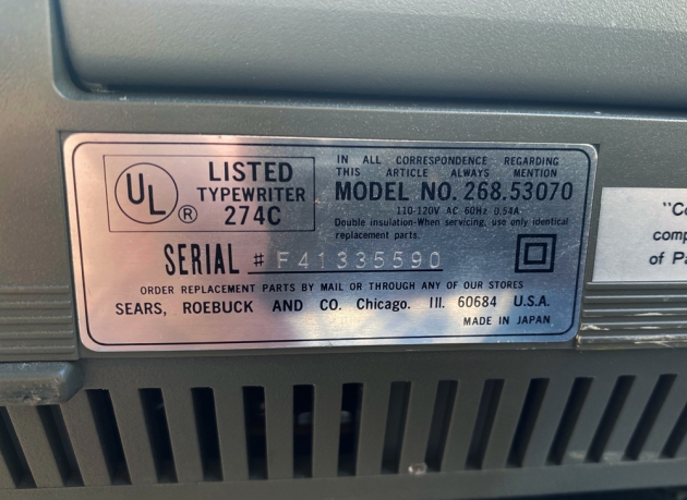 Sears "The Electronic Communicator 3" serial number location...