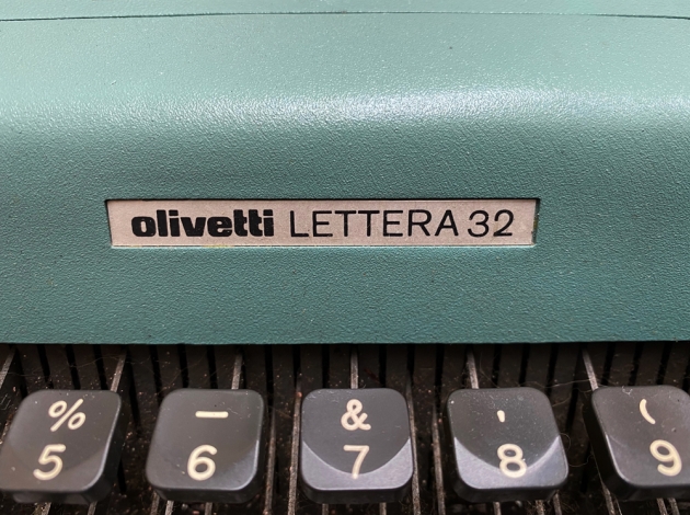 Olivetti "Lettera 32' from the maker/model logo above the keyboard...