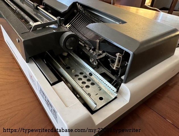 View inside left of typewriter.