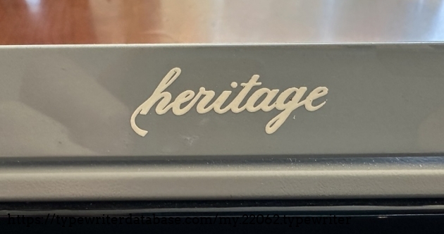 Detail view of "Heritage" logo.