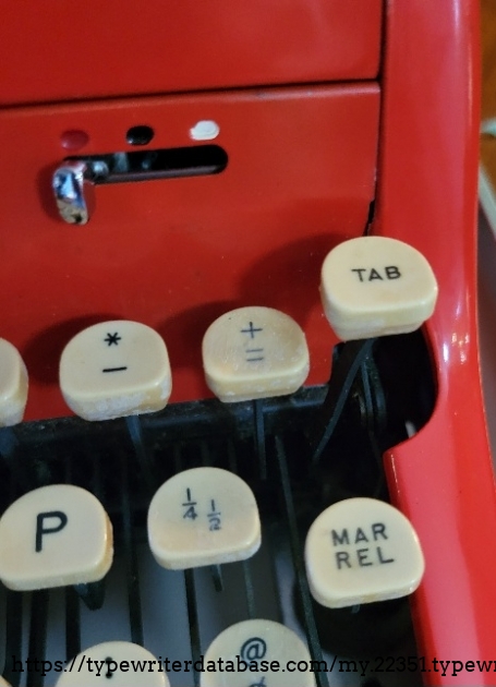 Close-up of right keys and ribbon selector.