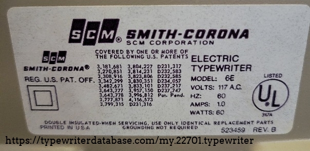 Patent and electricity info label.