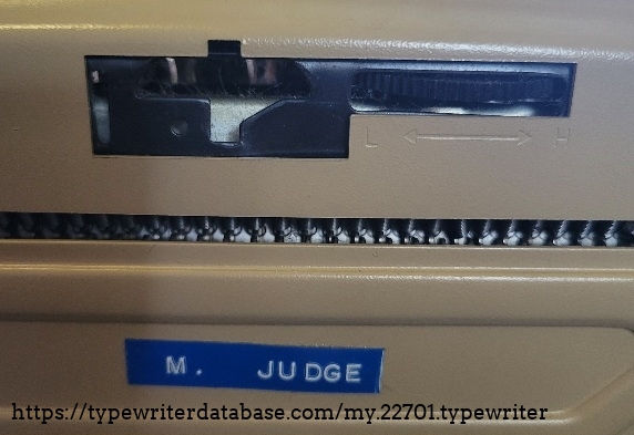 Close-up of front bottom touch control and M. JUDGE.