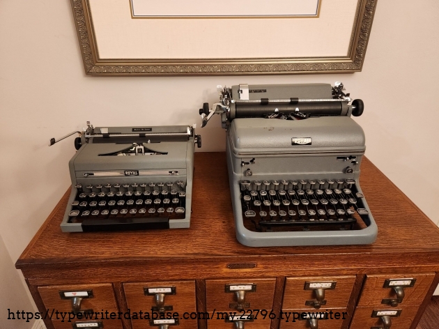 Comparison of 1949 Royal Quiet De Luxe (left0 and it's larger brother a 1950 Royal KMG (right).