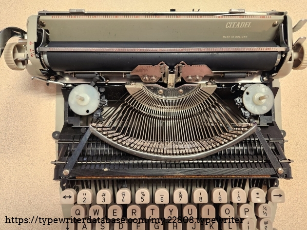 A view of the typewriter out of its shell