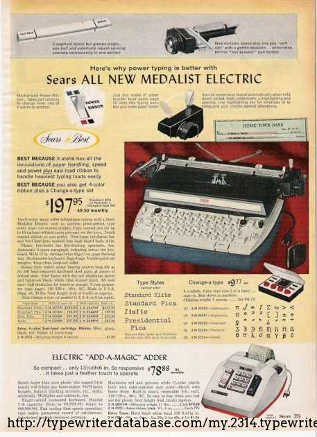 the 1966 Medalist. Note manual carriage return. the 1966 Medalist. Note manual carriage return.