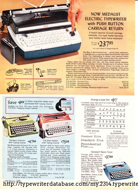 1969 Sears Electric Power 12 on the Typewriter Database