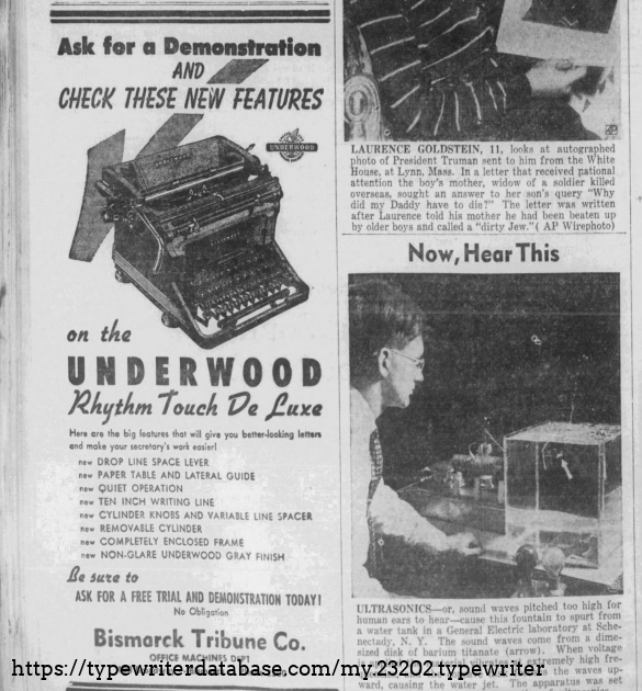 Dec 48 ad for the new RT De Luxe with new features.