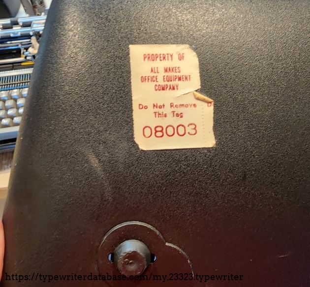 The previous owner said they purchased in Lincoln, Nebraska and this sticker suggests it was a leased machine and the store branch opened in that city in 1967.