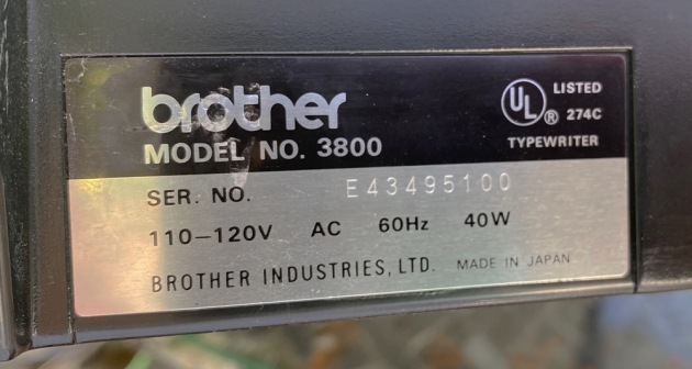 Brother "Correct-O-Riter" serial number location...