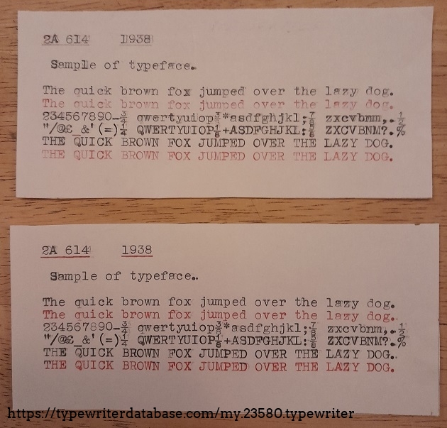 Typeface above is before it was sent off for a service and typeface below is after it came back from its service.