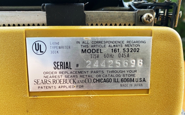 Sears "Electric 1" serial number location...