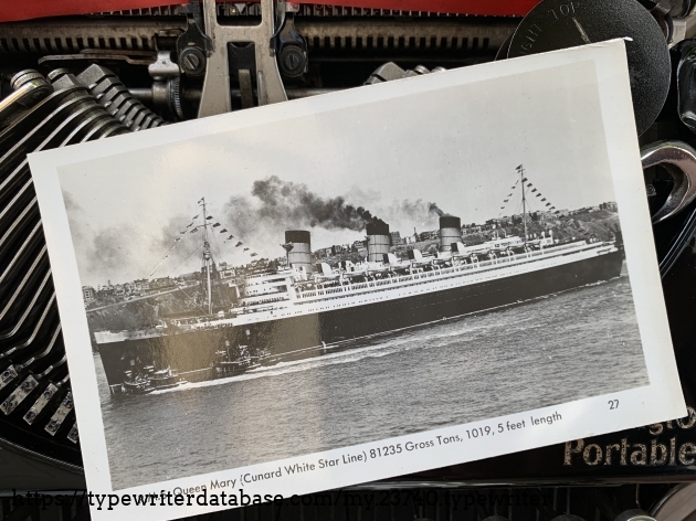 "RMS Queen Mary (Cunard White Star Line) 81235 Gross Tons, 1019,5 feet length" This is a postcard of the Queen Mary on her maiden voyage in 1936. QM had served as a troopship during the war, before returning to passenger service in summer 1947.