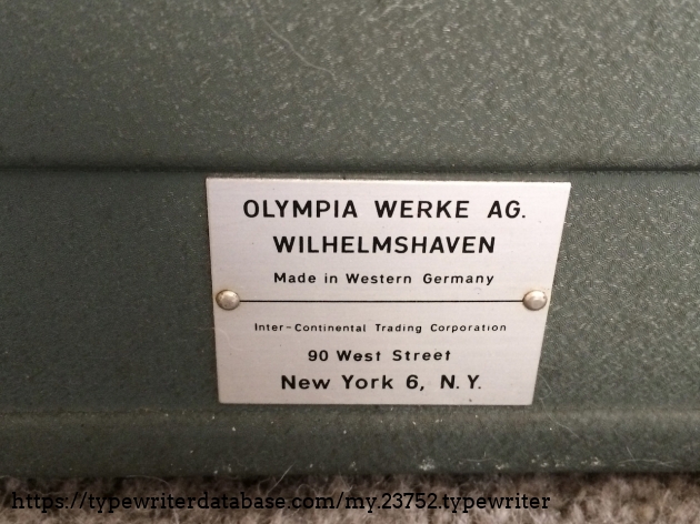 Olympia / importer's tag on back