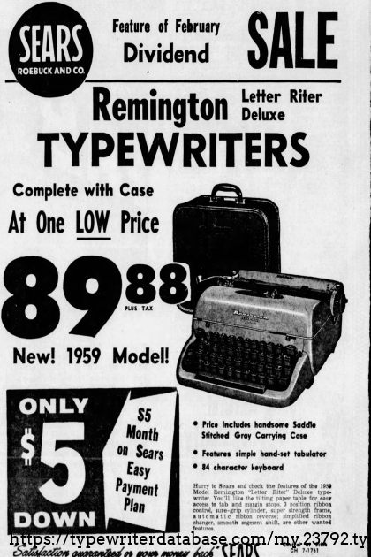 1959 new model with "simple hand -et tabulator."