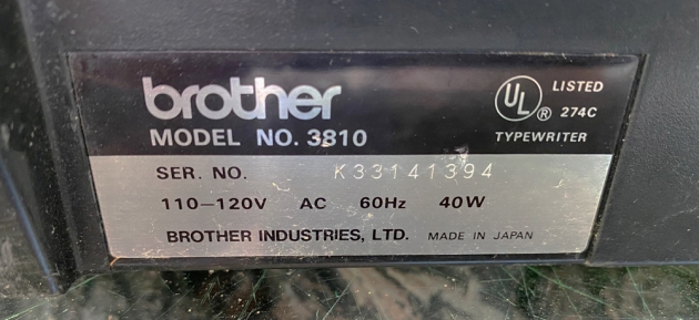 Brother "Correct-O-Riter I" serial number location...