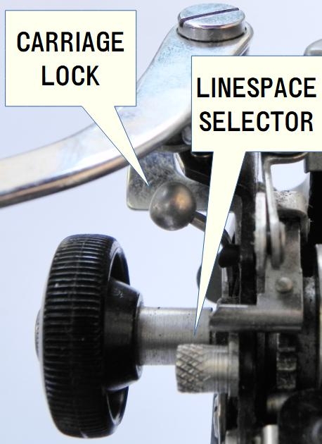 The linespace selector cost me some fiddling, too. Pull out the little knurled knob and turn it to change between single and double spacing.