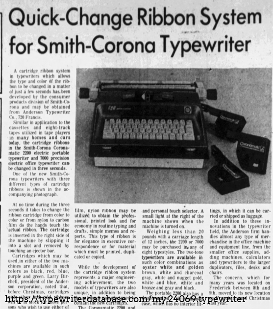 Smith Corona Coronet Super 12 Black Typewriter Ribbon - Genuine OEM Cartridge