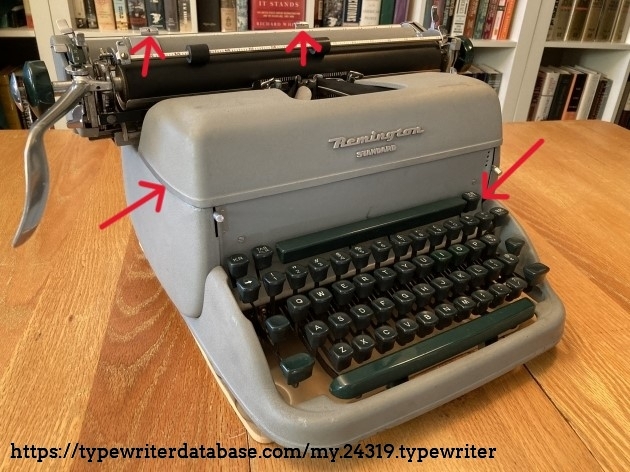 Not a Super Riter. Visible margin sets. trim strip on cover, and no KMC key here.