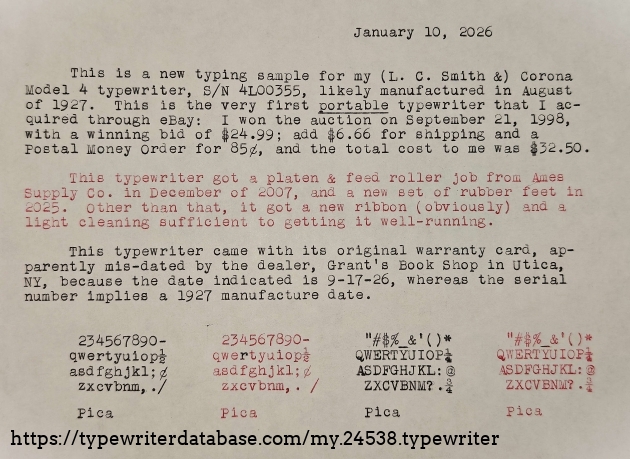 Typing sample.  The comment that this machine was likely manufactured in August is incorrect; it was more likely made in July.
