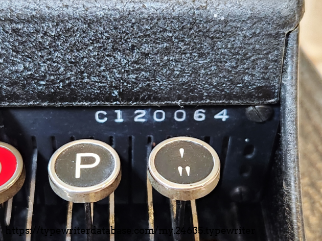 Serial Number C120064, located on the upper right portion of the comb, visible from the front by the top right keys.