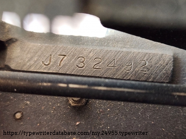 Close up of the serial number of a Remington 17 typewriter