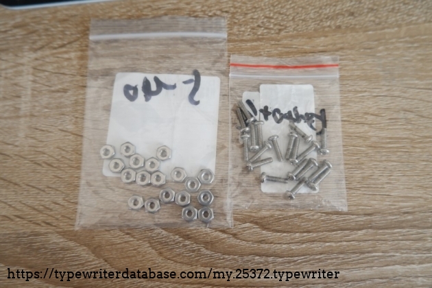 The hardware I used to re-attach the CR lever. Size is UNC #5 (40 tpi), screw length is 1/2 inch, which is about perfect. The hardware I used to re-attach the CR lever. Size is UNC #5 (40 tpi), screw length is 1/2 inch, which is about perfect.