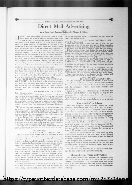 Office Appliance trade journal "new" portable demo from 7/1926.