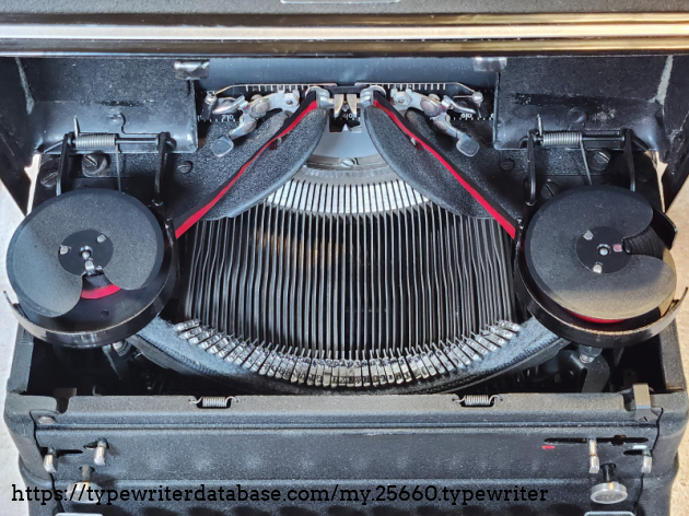 Interestingly, this typewriter came to me with plastic spools. I have never seen plastic spools of the Royal design, but they certainly do the job! Interestingly, this typewriter came to me with plastic spools. I have never seen plastic spools of the Royal design, but they certainly do the job!