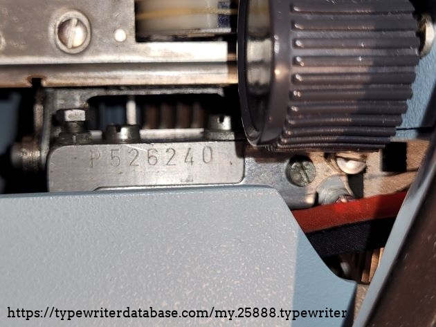serial number under left side of carriage, facing backwards.