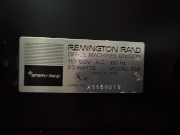 Serial number on bottom of Automatic 612 Serial number on bottom of Automatic 612