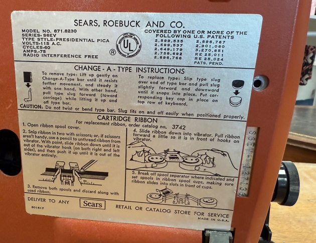 Sears "Electric 12" sticker manual on the bottom...