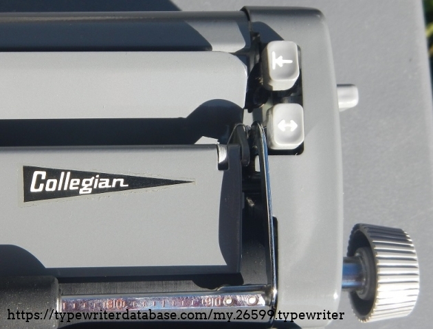 The Collegian model name, and the margin set/release buttons, which are finnicky at best.