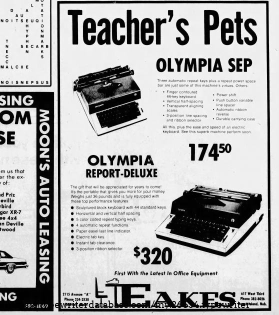 ca 77 the SKE is dropped and they call it the Report Deluxe. Price and features in the ad indicate this is still the SKE. The SEP is a Nakajima. ca 77 the SKE is dropped and they call it the Report Deluxe. Price and features in the ad indicate this is still the SKE. The SEP is a Nakajima.